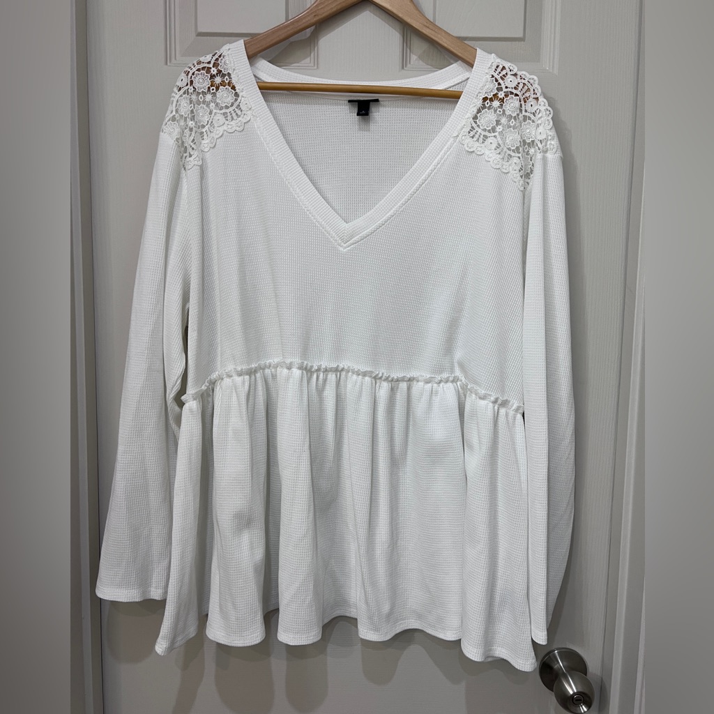 Torrid White Waffle Knit Top